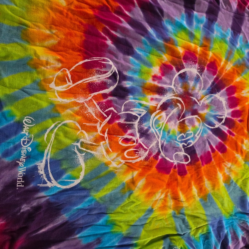 Walt Disney World Mickey Mouse Tie Dye T-Shirt Mens XL Rainbow Hanes Graphic Tee - Picture 7 of 7
